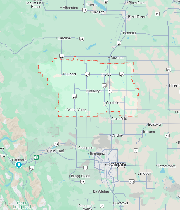 Mountain View County Alberta service area map